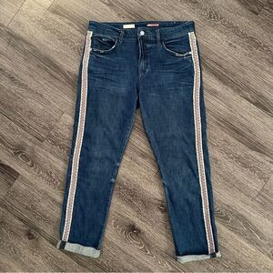 Pilcro Embroidery Side Stripe Slim Boyfriend Jeans